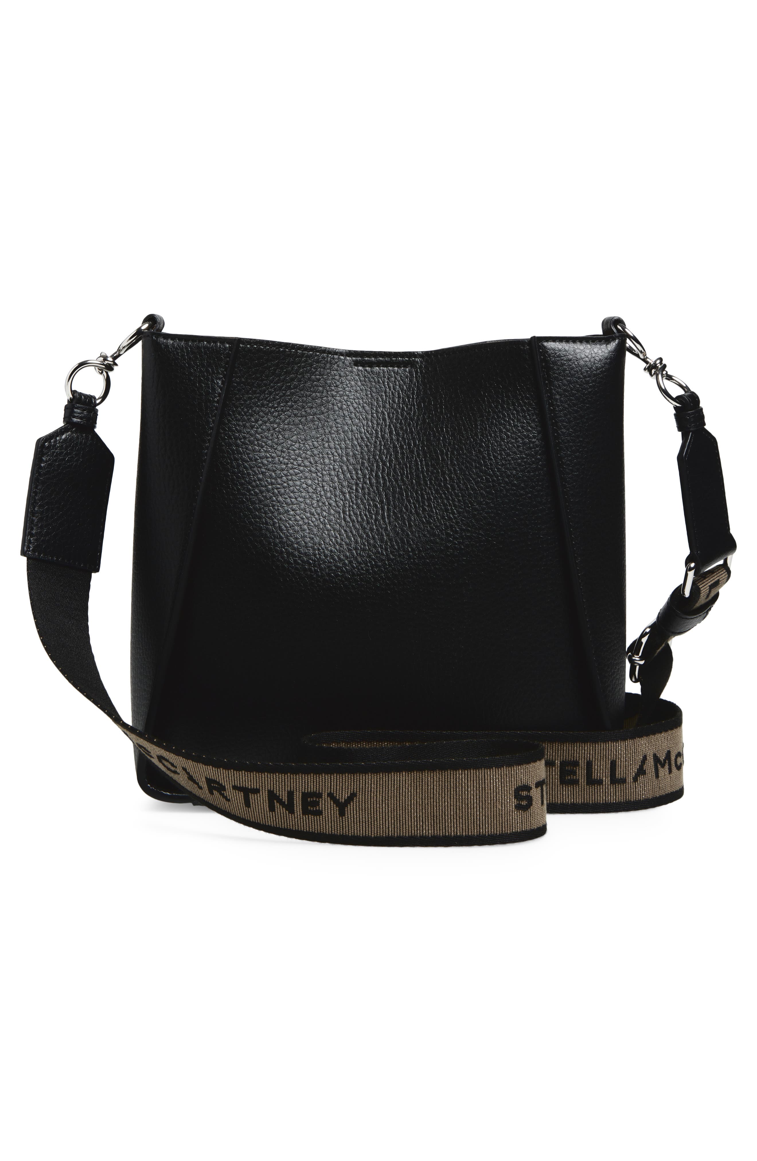 Stella McCartney Falabella Shimmer Faux Leather Tote, Alternate, color, Black