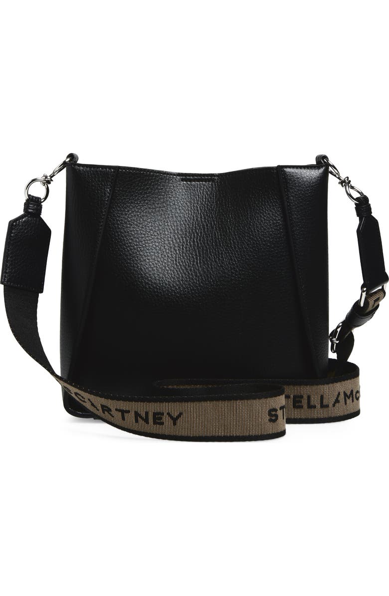 Stella McCartney Falabella Shimmer Faux Leather Tote, Alternate, color, Black