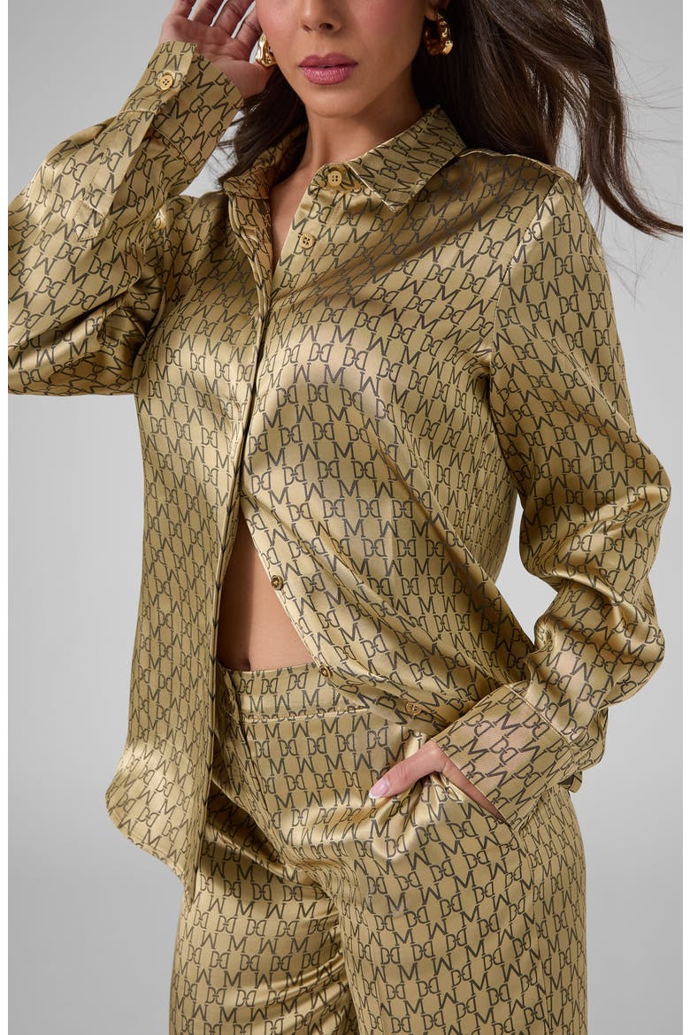Melissa Monogram Jacquard Shirt, Alternate, color, GOLD/ BLACK