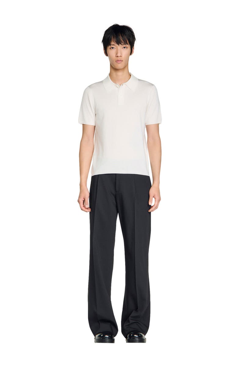 SANDRO Short-sleeve knitted polo shirt, Alternate, color, White