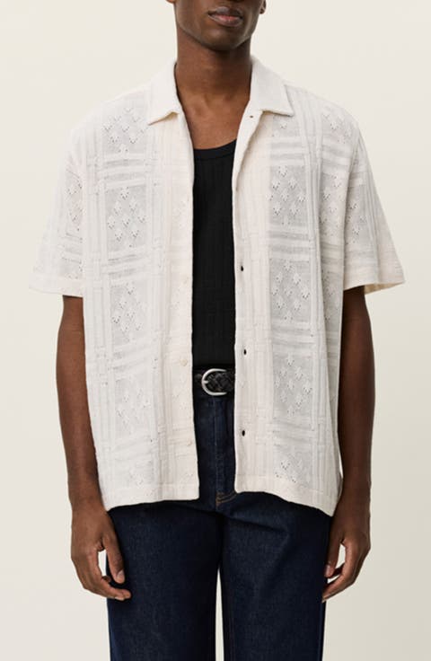 Hector Cotton Blend Pointelle Short Sleeve Shirt
