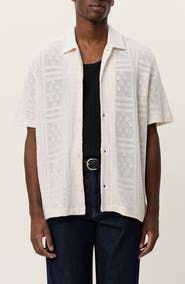 Les Deux Hector Cotton Blend Pointelle Short Sleeve Shirt