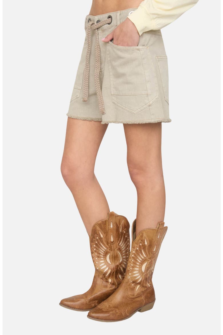 Drawstring Denim Shorts, Alternate, color, STONE