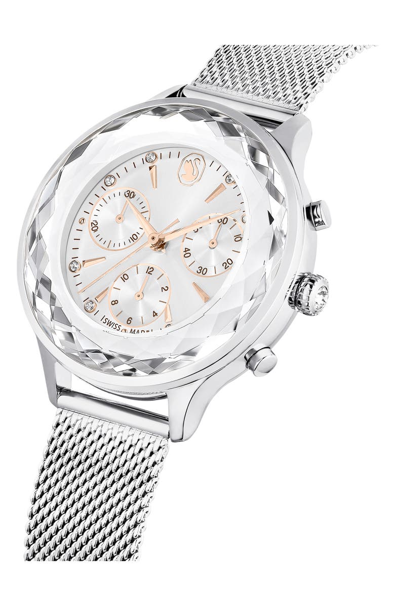 Swarovski Novo Bracelet Chronograph Watch, 37mm, Alternate, color, Silver