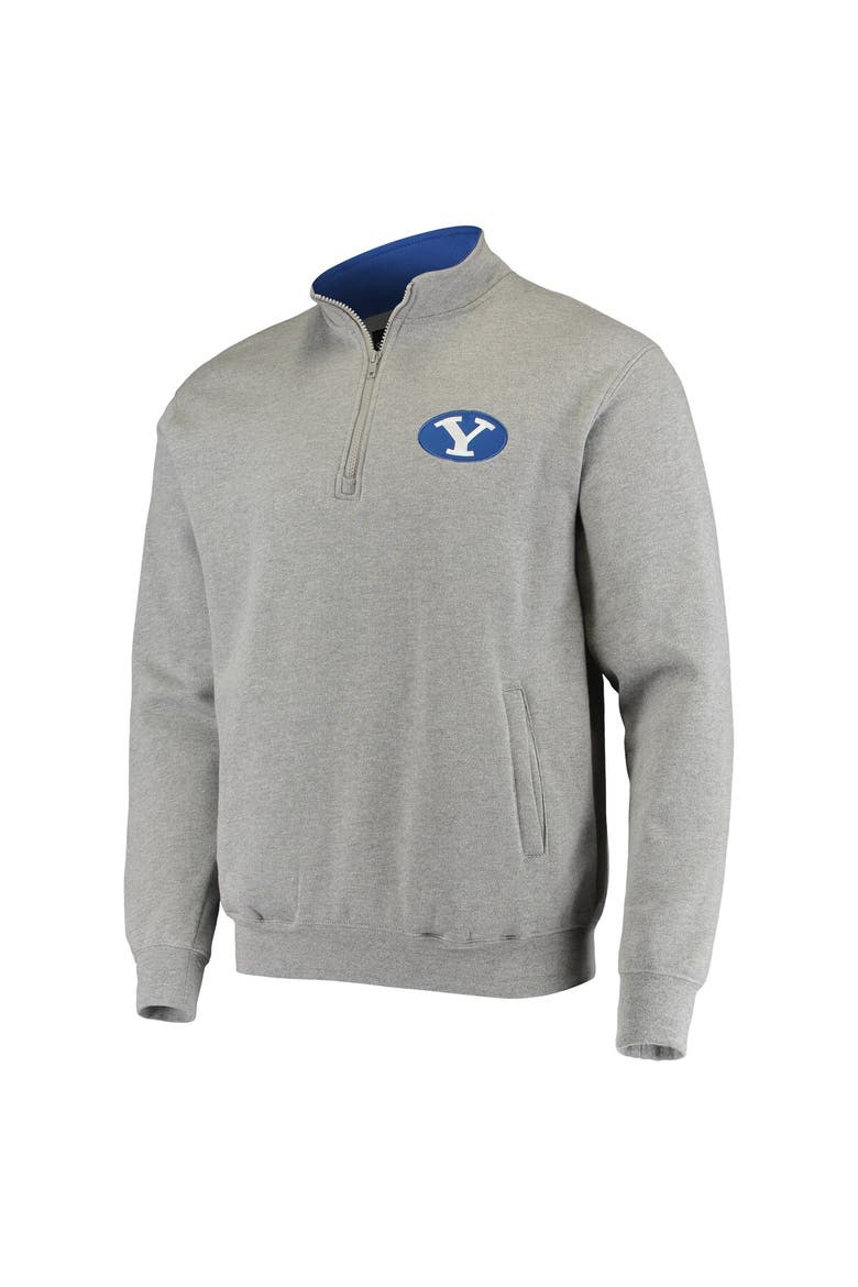 Men's Colosseum Heathered Gray BYU Cougars Tortugas Logo Quarter-Zip Jacket, Alternate, color, Heather Gray