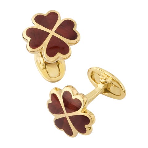 Four Leaf Clover Sterling Silver Gold Vermeil Cufflinks