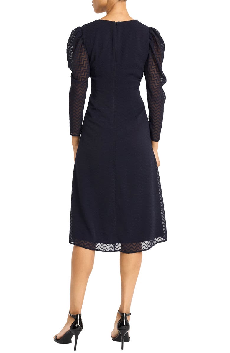 Maggy London Gathered Long Sleeve Dress, Alternate, color, Navy