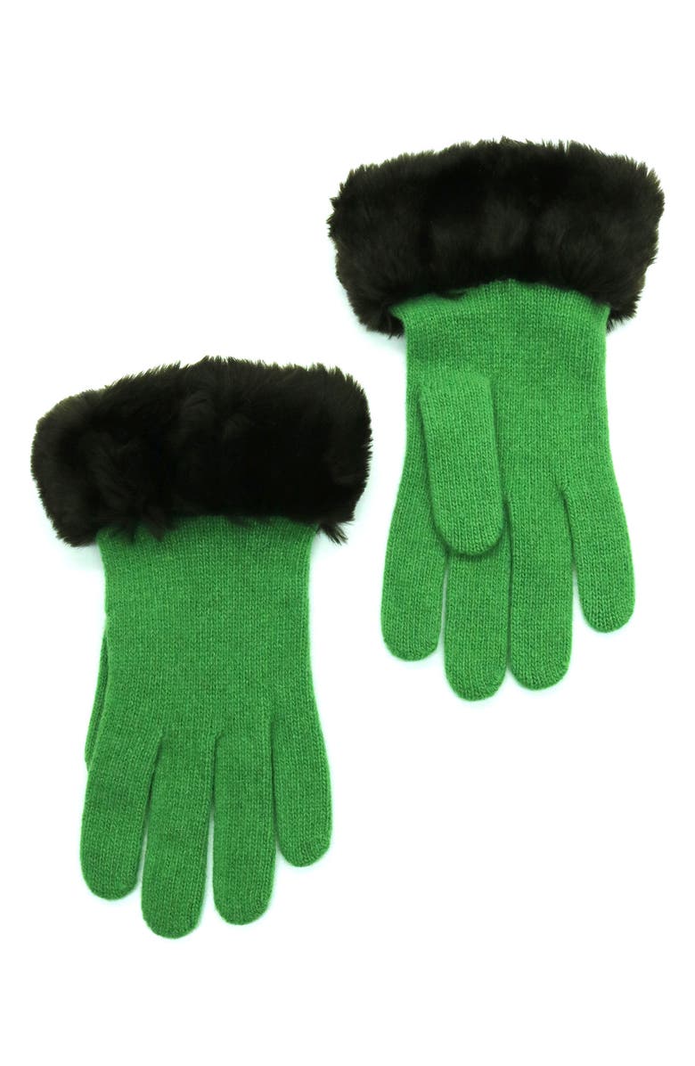 Portolano Wool Blend Gloves with Faux Fur Trim, Main, color, Grass