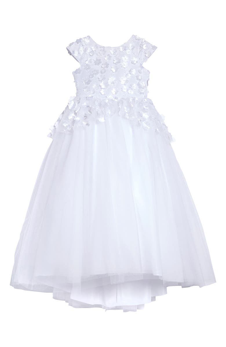Us Angels Floral Embellished High/Low Tulle First Communion Dress, Main, color, 