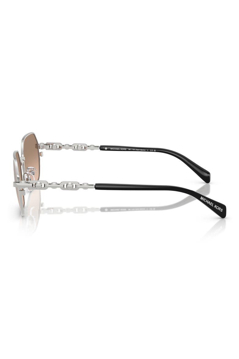 57mm Geometric Sunglasses, Alternate, color, SILVER SHINY / KHAKI SILVER