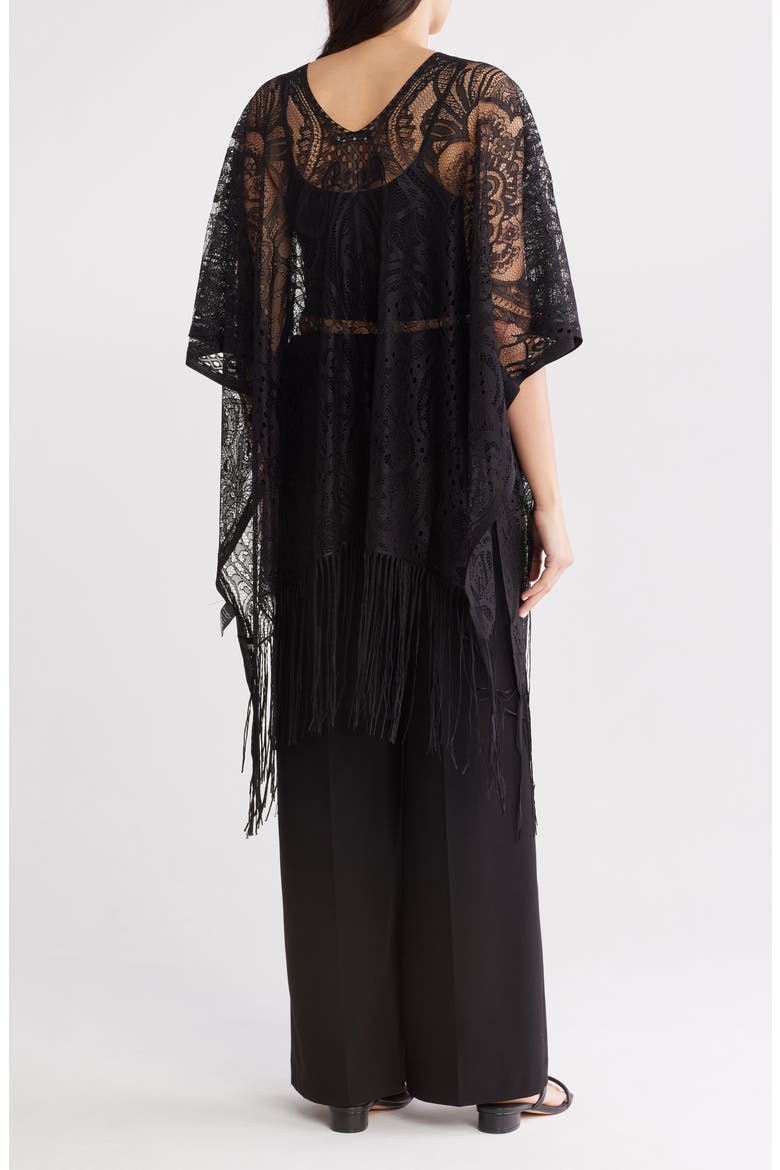 Fringe Hem Lace Poncho, Alternate, color, BLACK