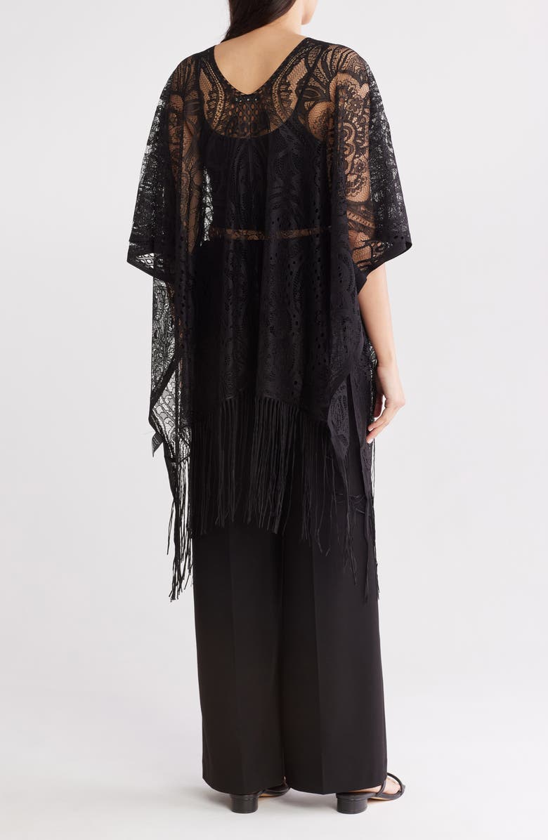 AREA STARS Fringe Hem Lace Poncho, Alternate, color, 