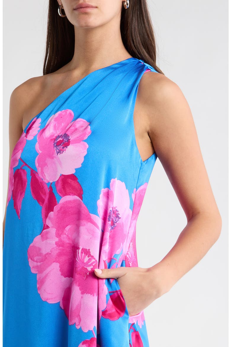 Glena Floral One-Shoulder Maxi Dress, Alternate, color, BLUE-PINK-COMBO