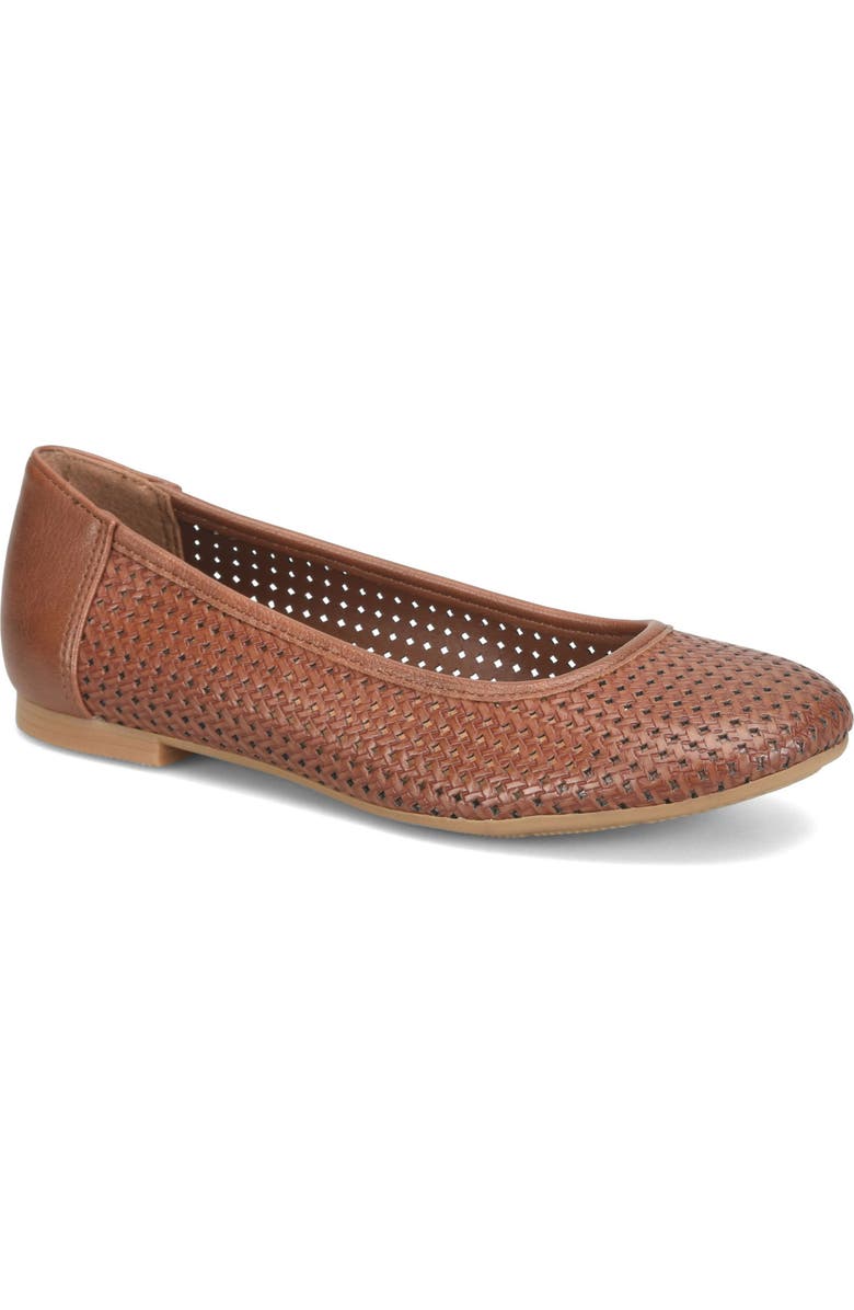 EUROSOFT Tamika Laser Cut Flat, Main, color, Brown/ Cognac