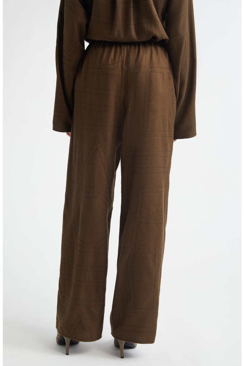 Monogram Embroidered Flannel Pajama Pants, Alternate, color, DARK BROWN
