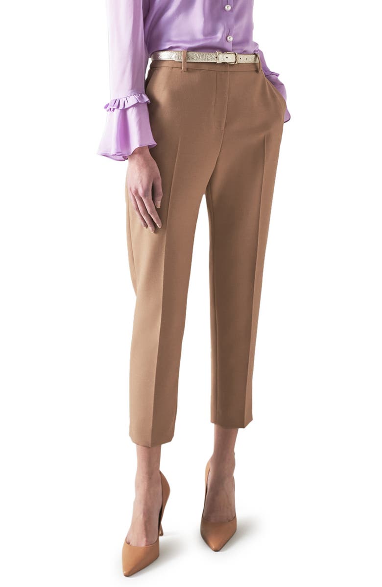 LK Bennett Mariner Ankle Cigarette Trousers, Main, color, Camel