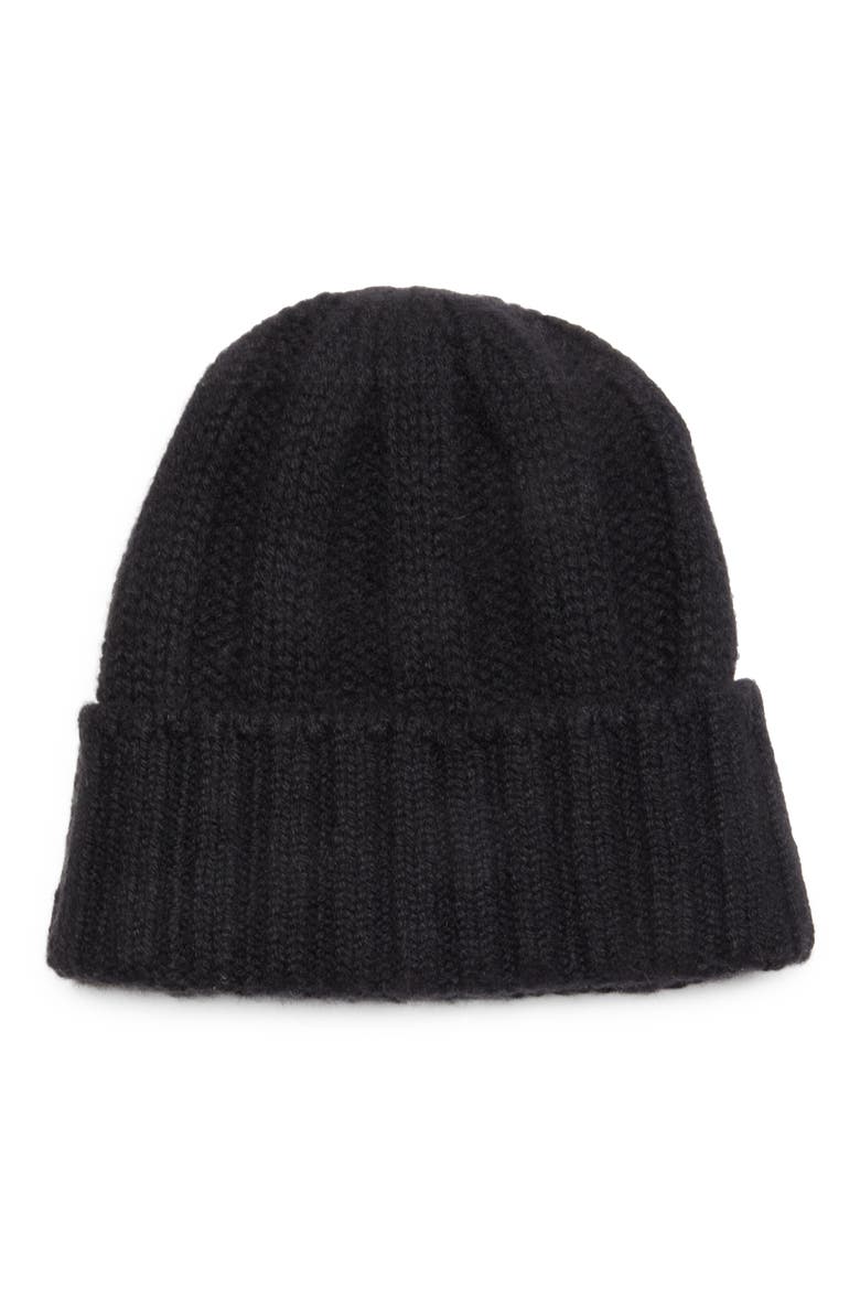 Rib Cashmere Watch Cap, Main, color, BLACK