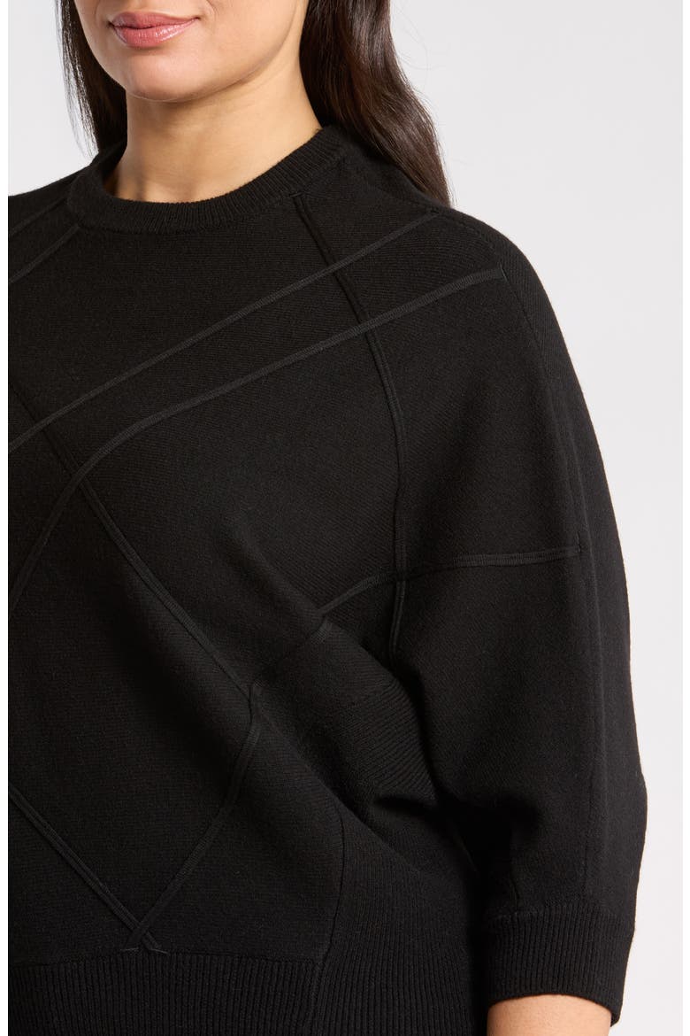 Dolman Sleeve Crewneck Sweater, Alternate, color, BLACK