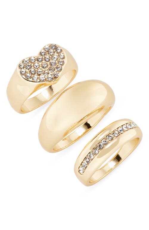 Bp. Pavè Heart Set Of 3 Rings In Gold