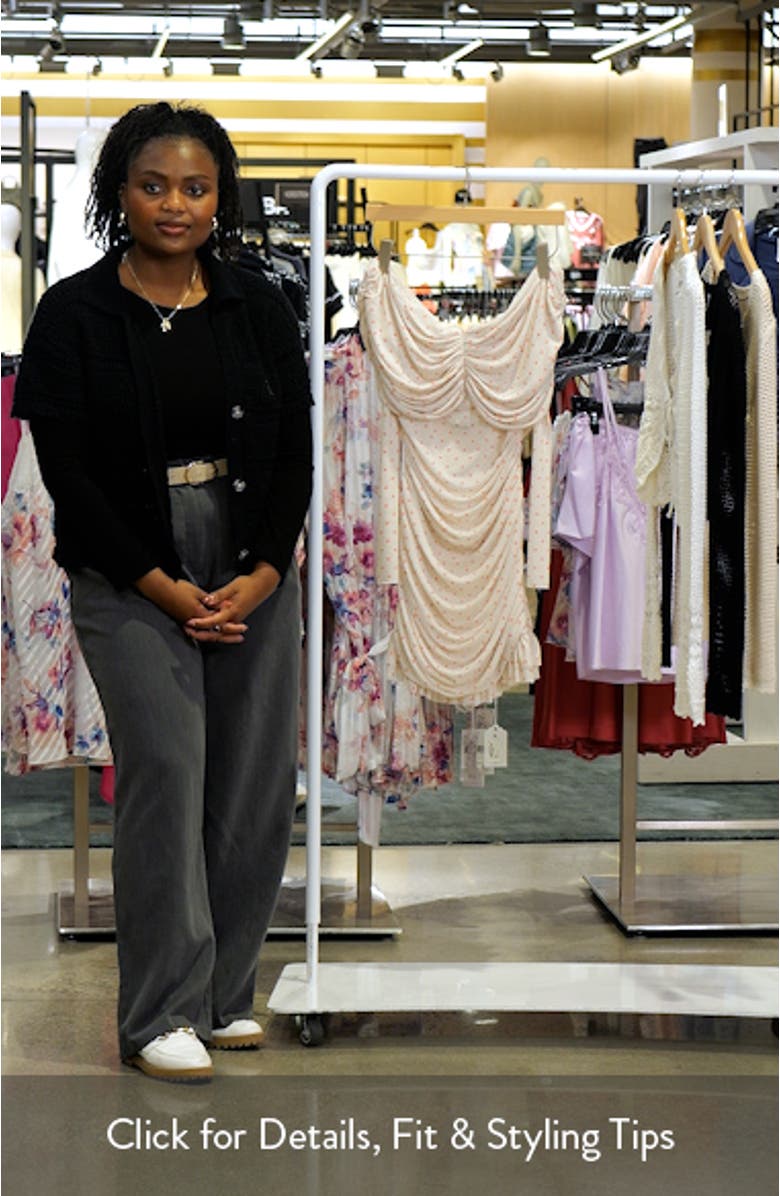 Fay Off the Shoulder Long Sleeve Mesh Minidress, sales video thumbnail