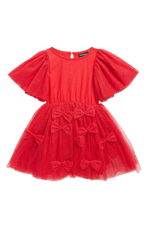 Kids' Bow Bow Glitter Tulle Dress (Toddler, Little Kid & Big Kid)