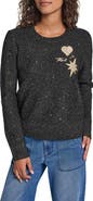 KARL LAGERFELD PARIS Whimsy Patches Metallic Sweater