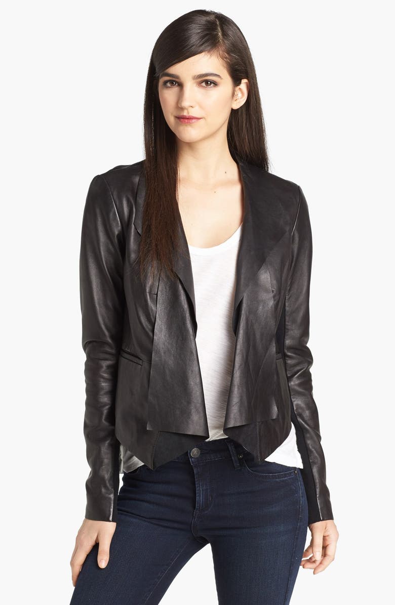 Trouvé Draped Leather Jacket, Main, color, 