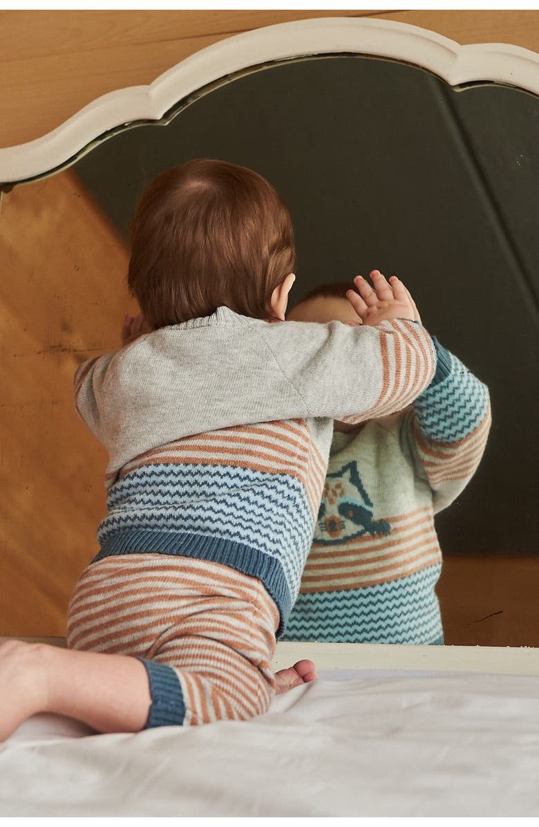 Deux par Deux Baby Boy's Jacquard Top And Knit Pant Set Stripe Hazel And Blue, Alternate, color, 