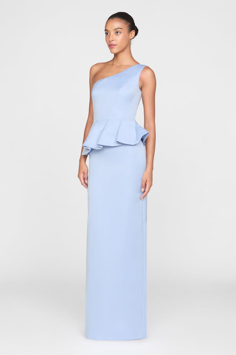 Zenobia Duchess Satin Gown, Alternate, color, Serenity Blue