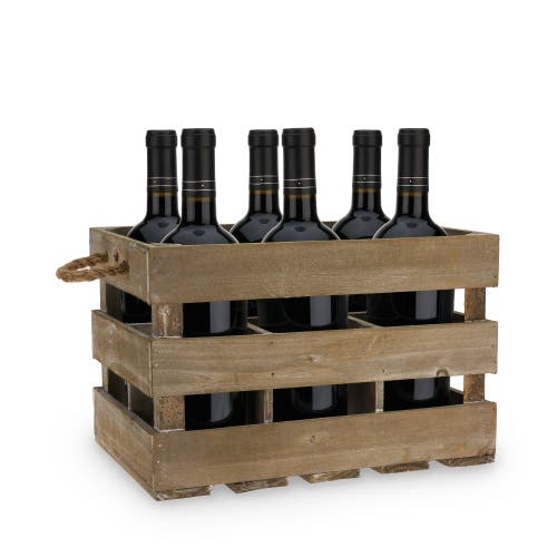 TWINE Wooden 6-Bottle Crate 