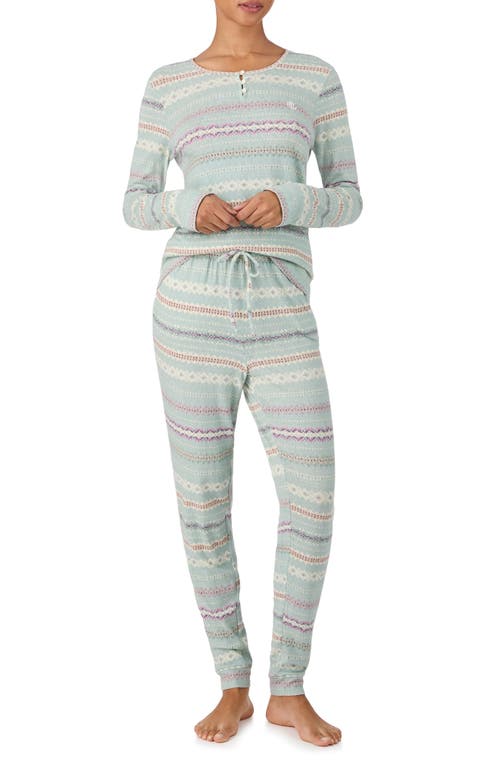 Ralph Lauren Lauren  Henley Cotton Blend Pajamas In Green