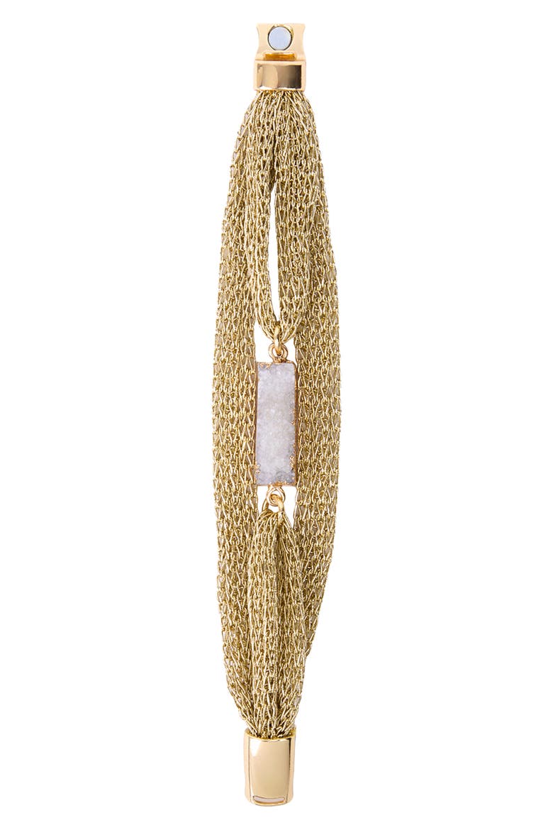 Druzy Mesh Chain Bracelet, Alternate, color, GOLD