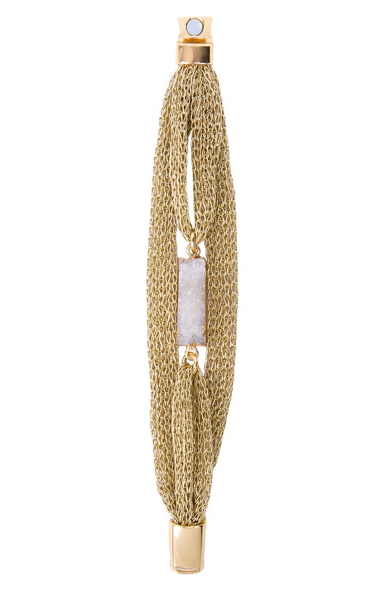 SAACHI Druzy Mesh Chain Bracelet, Alternate, color, Gold