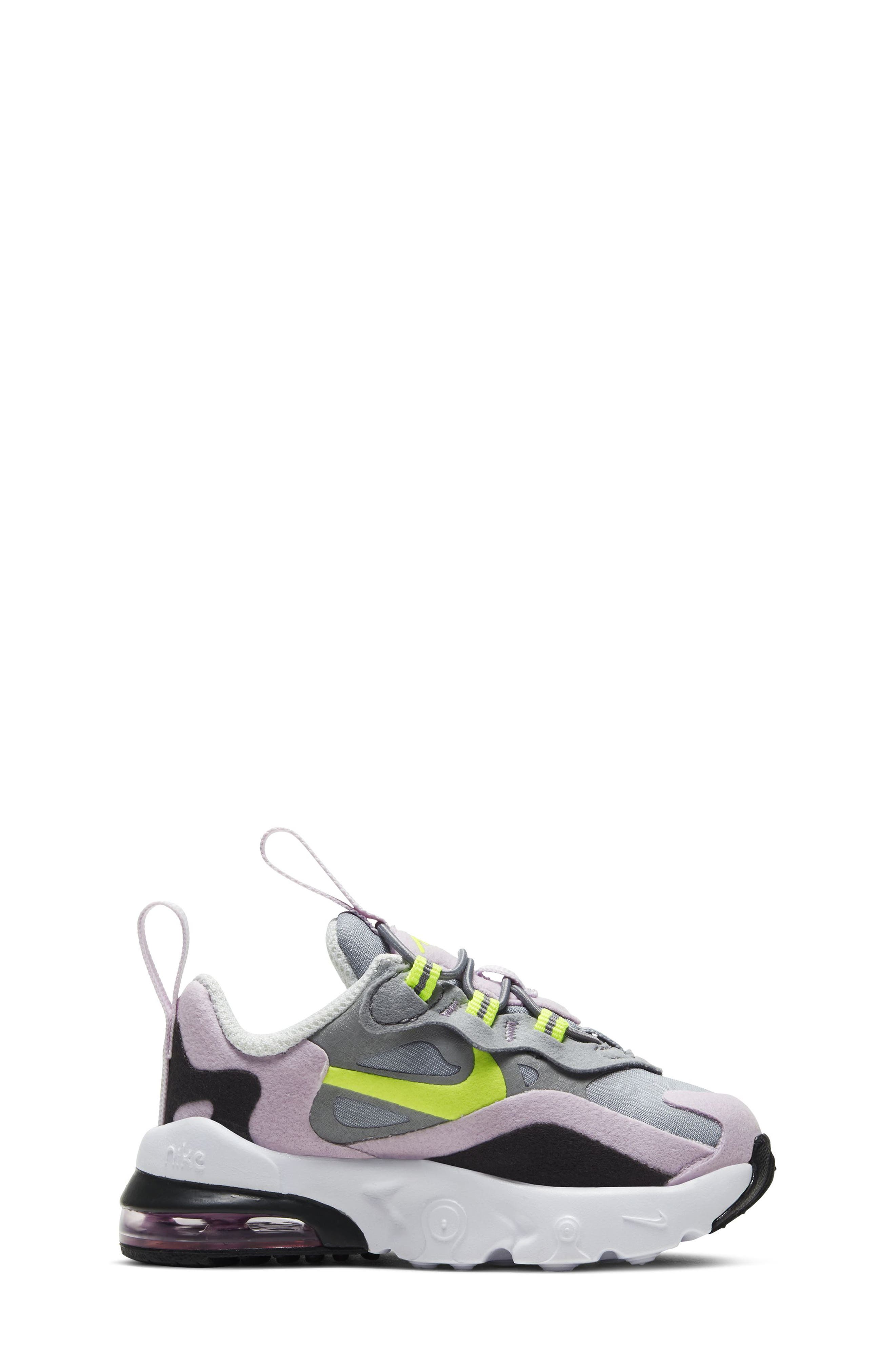Air Max 270 React Sneaker, Main, color, GREY/ LEMON/ LILAC