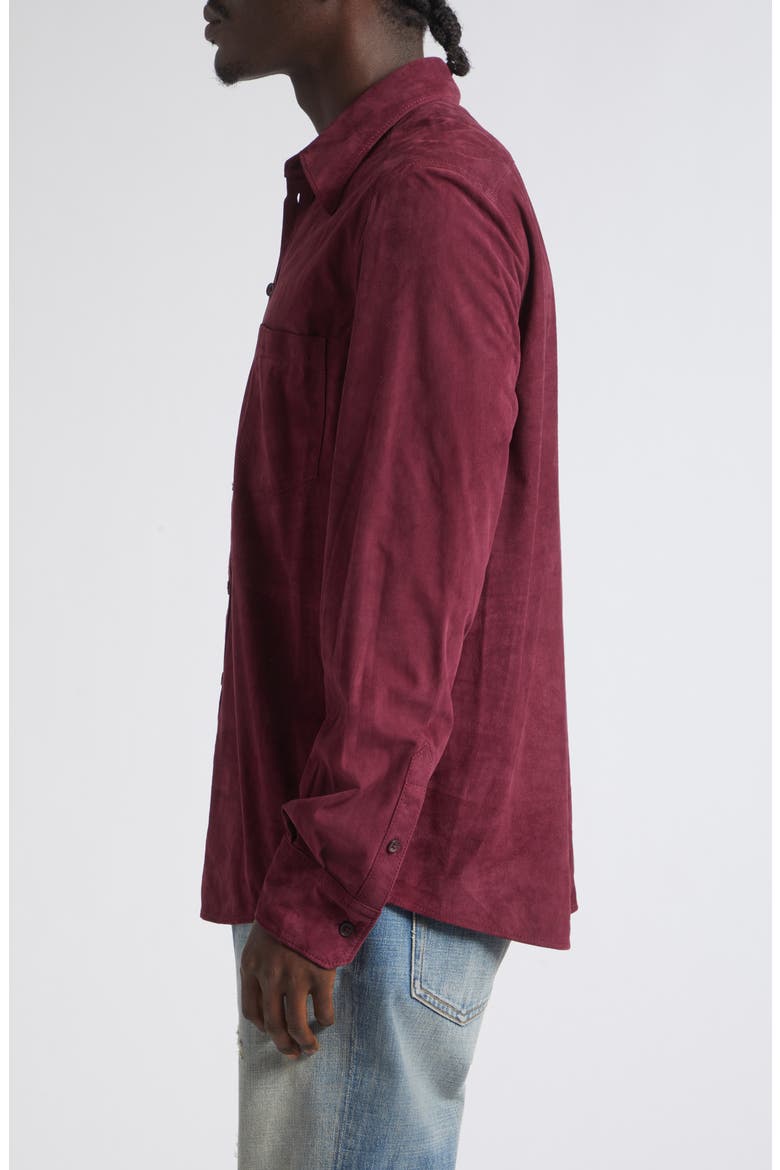 Martini Suede Button-Up Shirt, Alternate, color, F0130 MELANZANA SCURISSIMO