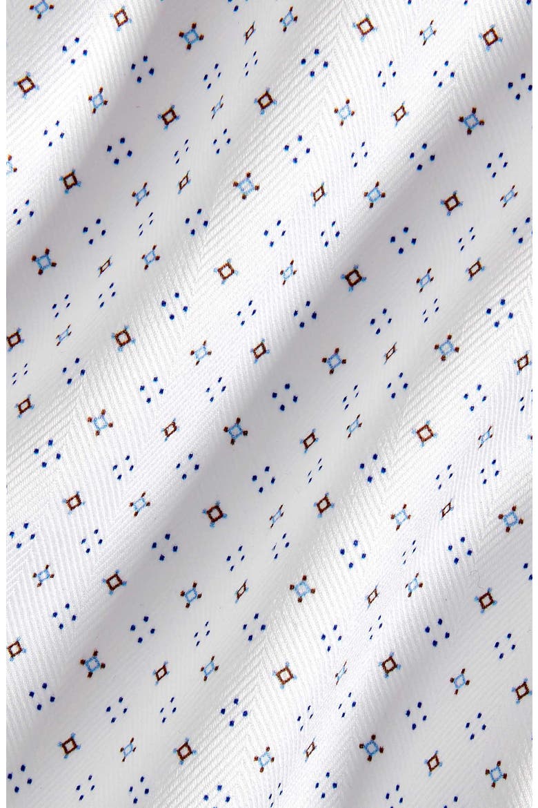 Trim Fit Diamond Geometric Print Dress Shirt, Alternate, color, WHITE/ CHOCOLATE