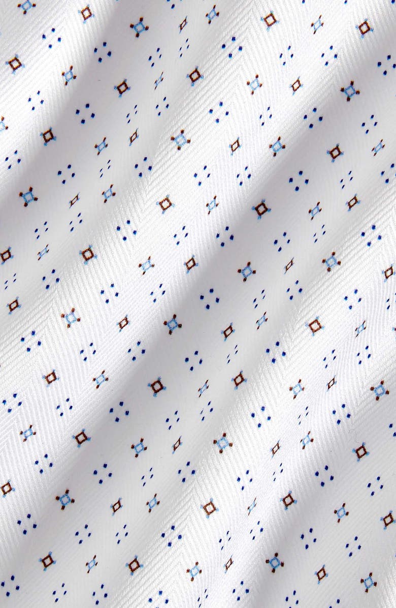 David Donahue Trim Fit Diamond Geometric Print Dress Shirt, Alternate, color, White/ Chocolate