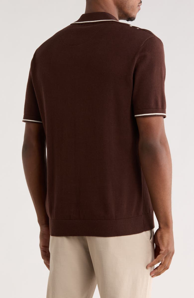 DENIM AND FLOWER Stripe Cotton Polo, Alternate, color, Brown