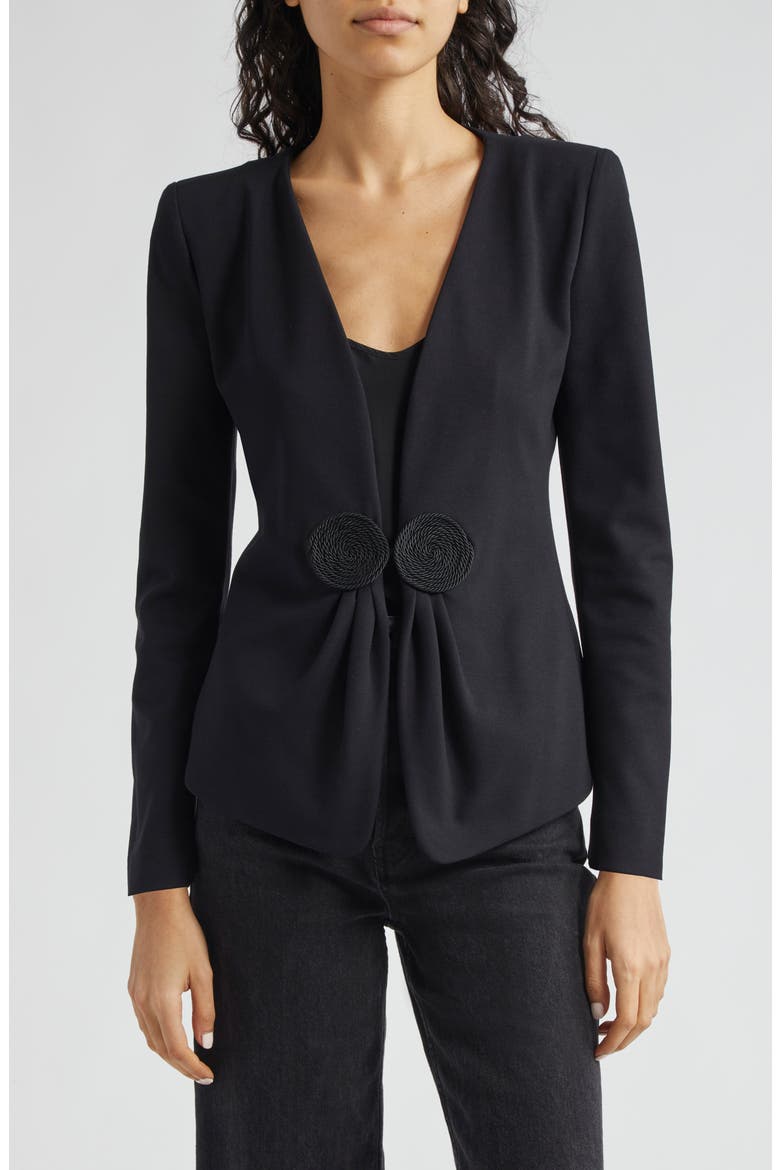 Shaped V-Neck Jersey Jacket, Main, color, SOLID BLACK
