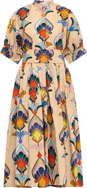 Maison Common Printed Cotton Popelin Dress With Belt