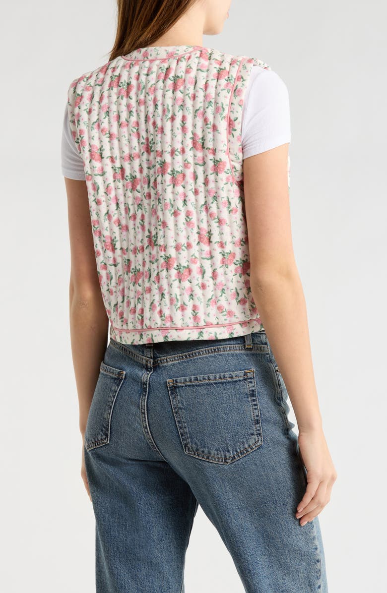 WISHLIST Floral Quilted Vest, Alternate, color, Ecru/ Tose