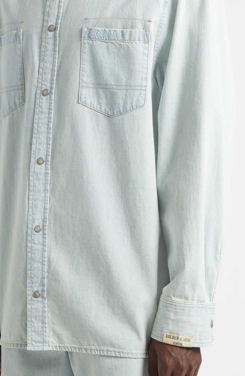 Golden Goose Journey Pedro Denim Overshirt, Alternate, color, Light Blue