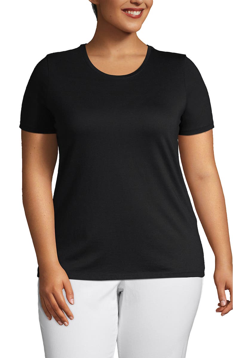 Lands' End Supima Cotton Crewneck T-Shirt, Main, color, Black