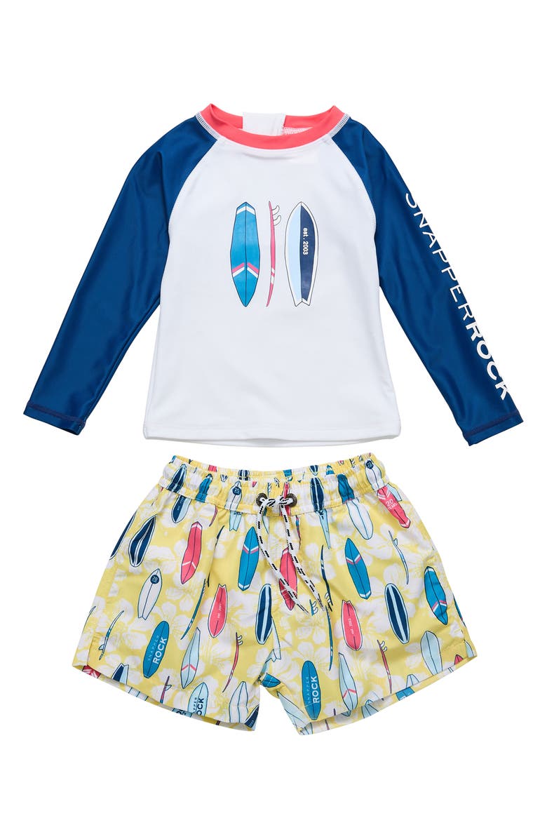 Snapper Rock Kids' Rock the Board Two-Piece Rashguard Swimsuit, Main, color,