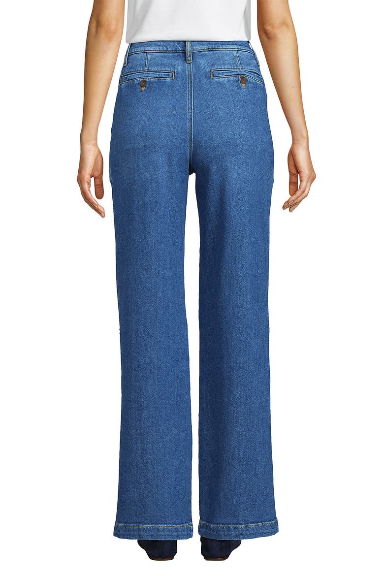 High Rise Soft Denim Pleated Wide Leg Trousers, Alternate, color, Indigo Tide Blue