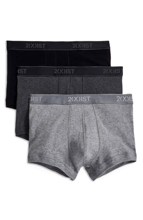 2(x)ist 3-pack Cotton No Show Trunks In Black/heather Grey/charcoal
