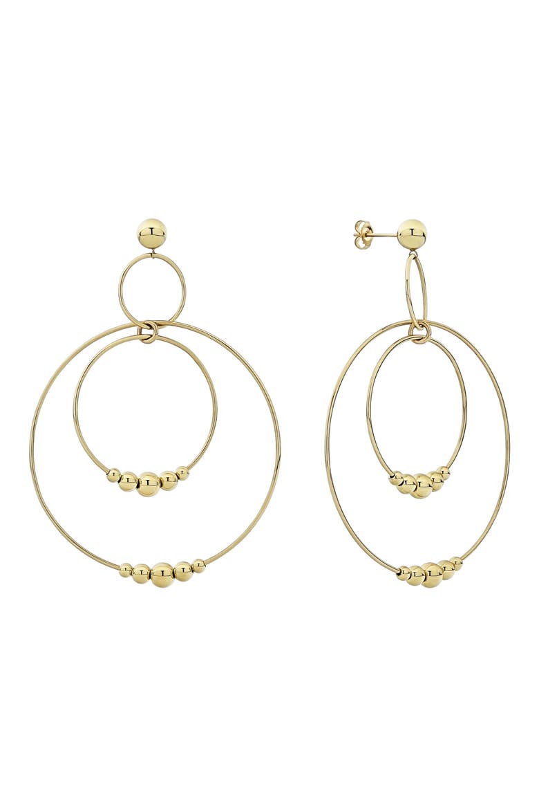 Caviar Gold Triple Circle Orbital Drop Earrings, Main, color, GOLD