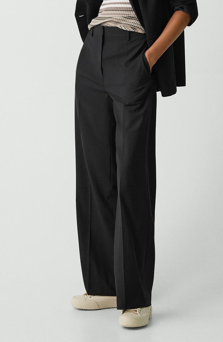 Theory High Waist Straight Leg Stretch Wool Pants, Alternate, color,