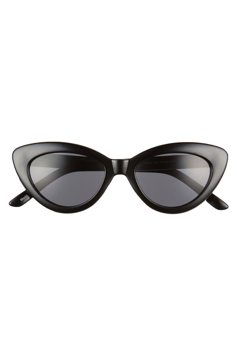 51mm Mini Cat Eye Sunglasses, Alternate, color, BLACK/ BLACK