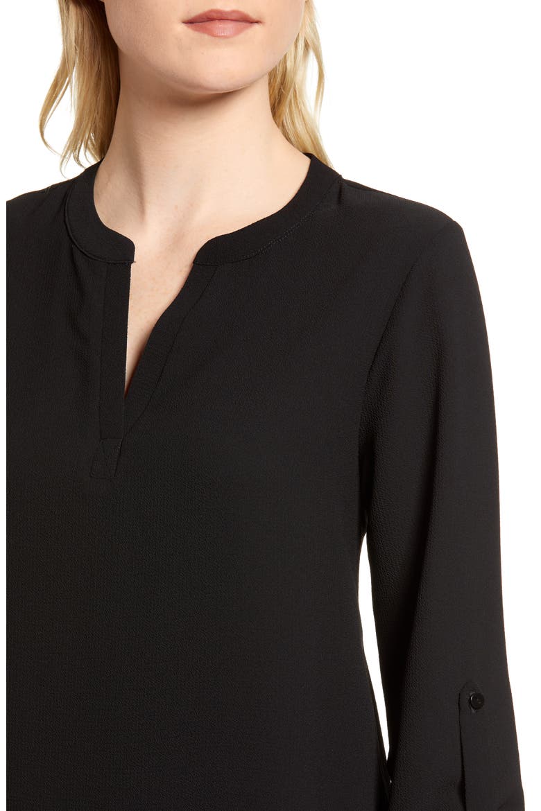 x International Women's Day Erin Cross Front Tunic Blouse, Alternate, color, BLACK
